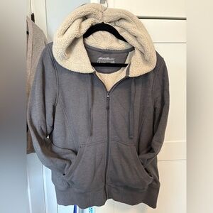 Eddie Bauer Charcoal Hoodie with Cream Lining